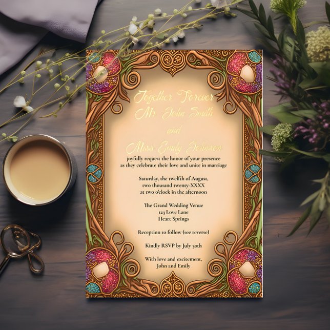 Art Nouveau II Border & Foil Lettering -  Foil Invitation (Creator Uploaded)