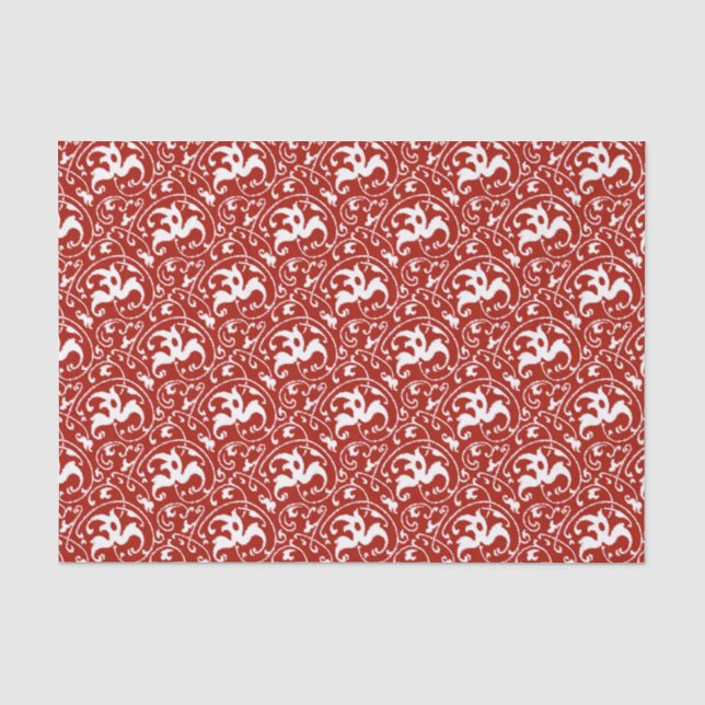 Art Nouveau Ikat - Dark Red and White Tissue Paper (Front)
