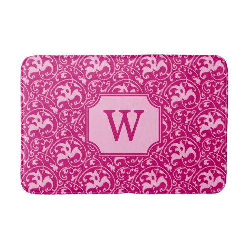 Art Nouveau Ikat _ Fuchsia and Pale Pink Bathroom Mat