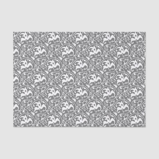 Art Nouveau Ikat - Grey / Gray and White Tissue Paper (Front)
