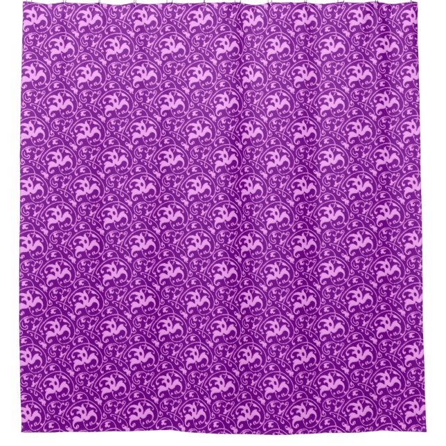 Art Nouveau Ikat - Orchid and Purple Shower Curtain (Front)