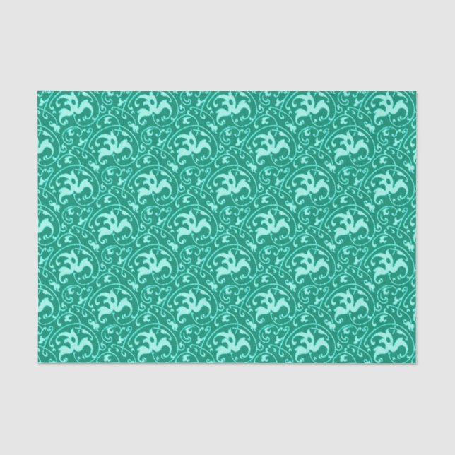 Art Nouveau Ikat - Turquoise and Aqua Tissue Paper (Front)