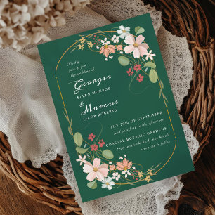 Art Nouveau Illustrated Floral Wedding Invitation