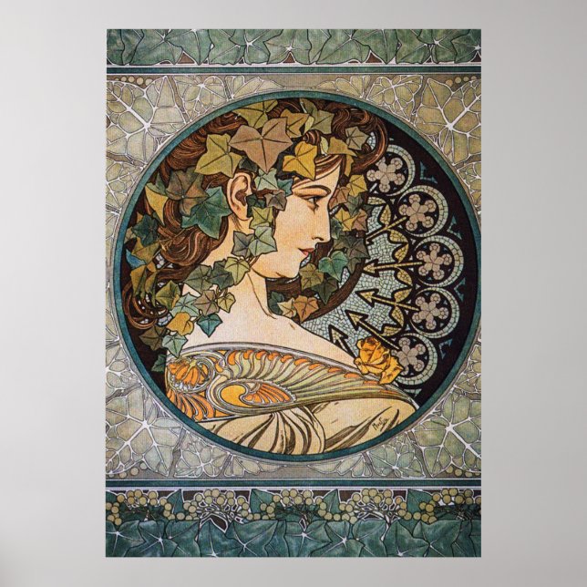 Art Nouveau illustration by Alfons Mucha Poster (Front)