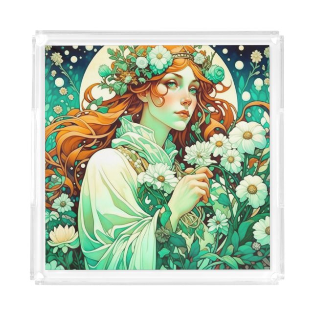 Art Nouveau Imbolc Celtic Spring  Acrylic Tray (Front)