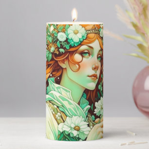 Art Nouveau Imbolc Celtic Spring Pillar Candle