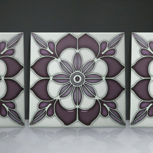 Art Nouveau Inspired Classic Floral Geometric Ceramic Tile
