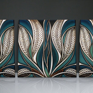 Art Nouveau Inspired Classic Floral Geometric Ceramic Tile