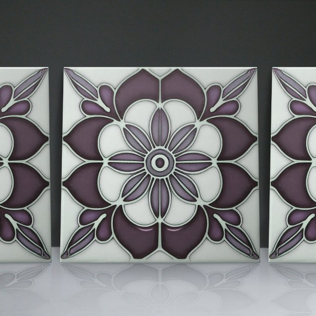 Art Nouveau Inspired Classic Floral Geometric Ceramic Tile (Creator Uploaded)