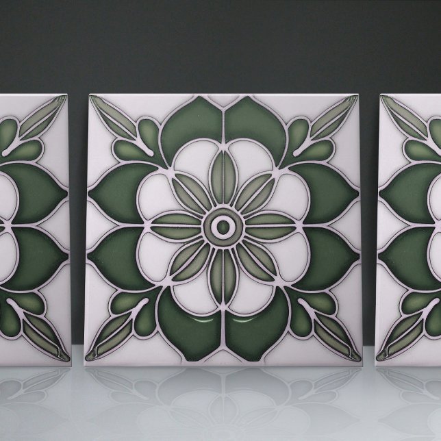 Art Nouveau Inspired Classic Floral Geometric Ceramic Tile (Creator Uploaded)