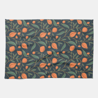 Art Nouveau inspired Elegant Orange Vining Floral  Kitchen Towel