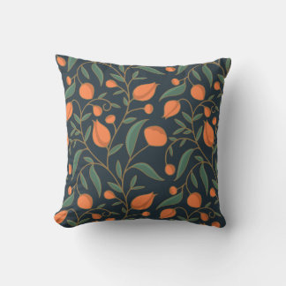 Art Nouveau inspired Elegant Orange Vining Floral  Throw Pillow