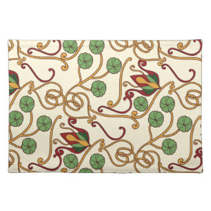 Art Nouveau-inspired floral design Cloth Placemat