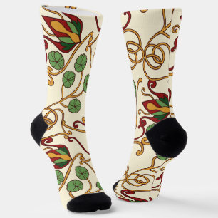 Art Nouveau-inspired floral design Socks