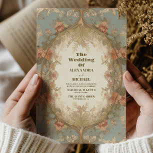 Art Nouveau Inspired Floral Symphony Wedding Invitation