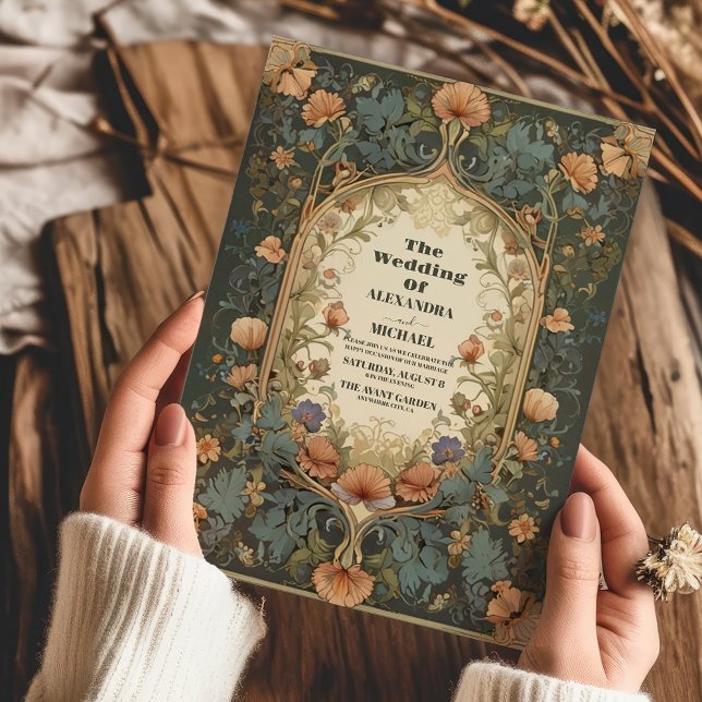 Art Nouveau Inspired Floral Symphony Wedding Invitation (Creator Uploaded)