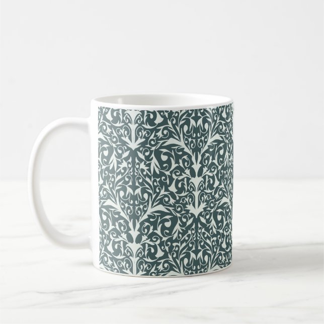 Art Nouveau Inspired Florals Mug - Green (Left)