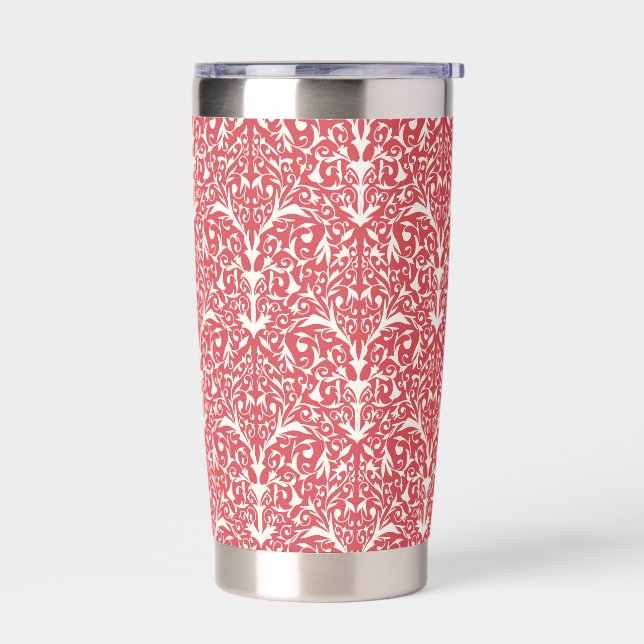 Art Nouveau Inspired Florals Tumbler - Red (Left)