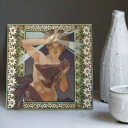 Art Nouveau Inspired L&#39;&#201;toile du Matin by Mucha Ceramic Tile