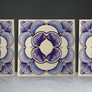 Art Nouveau-Inspired Lisbon Jacaranda Blossom Ceramic Tile