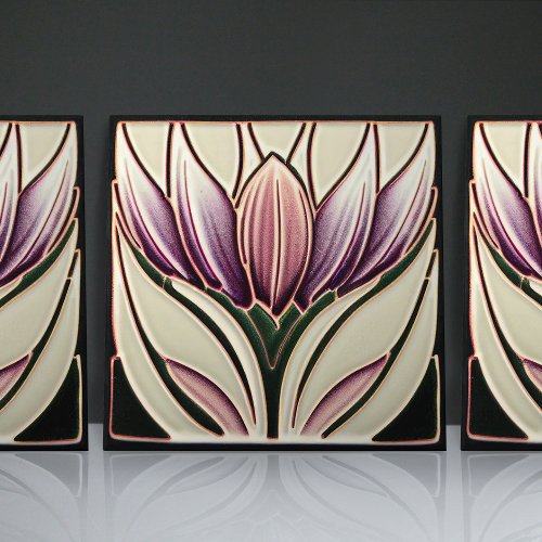 Art Nouveau_Inspired Lisbon Jacaranda Blossom Ceramic Tile