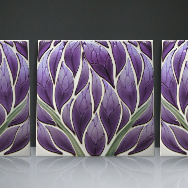 Art Nouveau-Inspired Lisbon Jacaranda Blossom Ceramic Tile (Creator Uploaded)