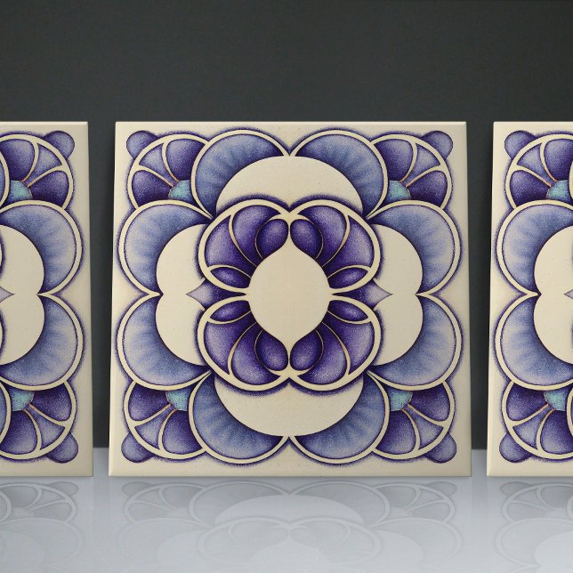 Art Nouveau-Inspired Lisbon Jacaranda Blossom Ceramic Tile (Creator Uploaded)