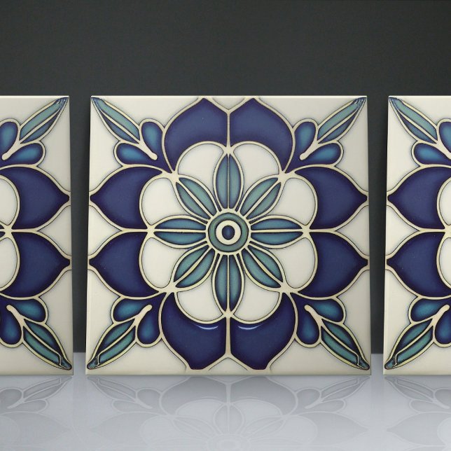 Art Nouveau-Inspired Lisbon Jacaranda Blossom Ceramic Tile (Creator Uploaded)