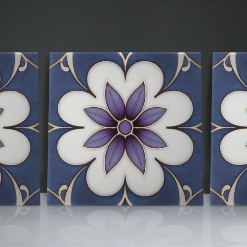 Art Nouveau_Inspired Lisbon Jacaranda Blossom Ceramic Tile