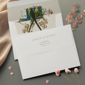 Art Nouveau Inspired Parrot Wedding Envelopes