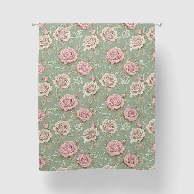 Art Nouveau Inspired Roses In Shades Of Dusty Pink Blackout Curtains (Front)