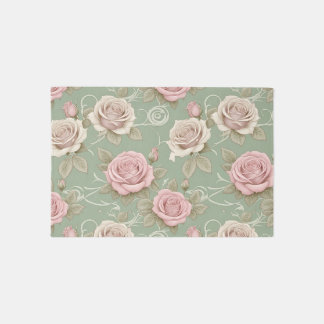 Art Nouveau Inspired Roses In Shades Of Dusty Pink Rug