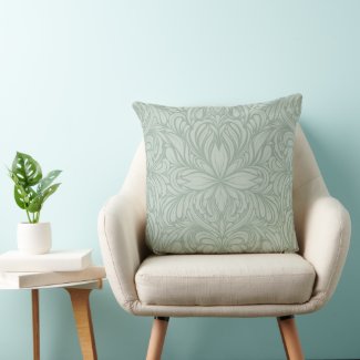 Art Nouveau Inspired Sage on Sage Throw Pillow