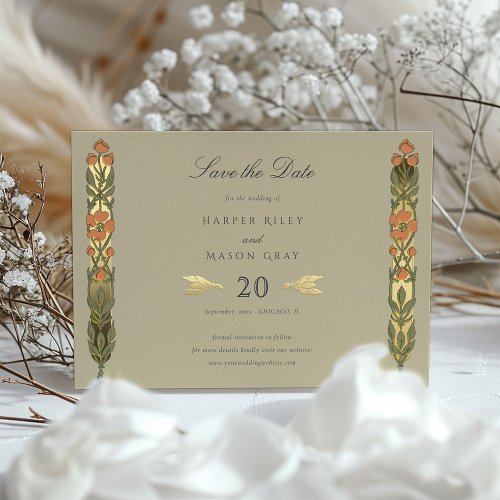 Art Nouveau Inspired Save the Date Card