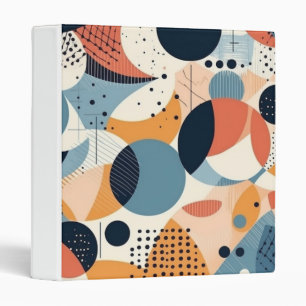 Art Nouveau Inspired Teal Coral Curved Abstract 3 Ring Binder