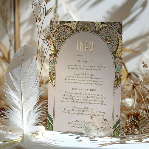 Art Nouveau Inspired Wedding Information Card