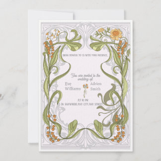 Art nouveau inspired wedding invitation