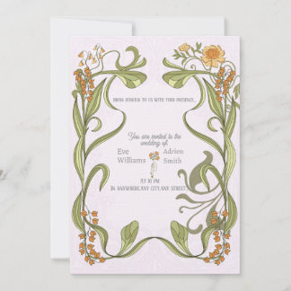 Art nouveau inspired wedding invitation