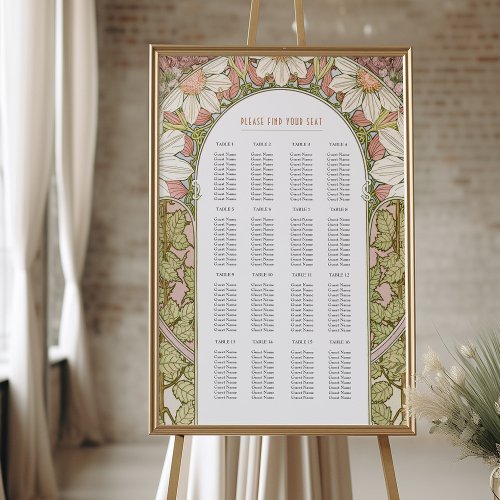 Art Nouveau Inspired Wedding Seating Chart