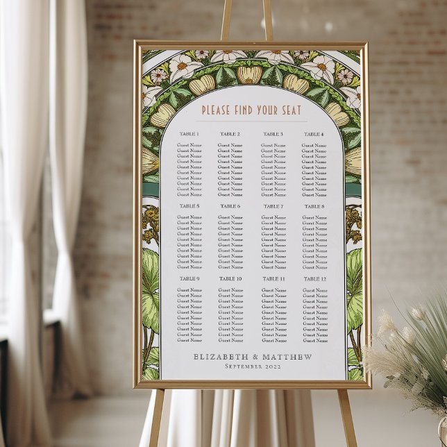 Art Nouveau Inspired Wedding Seating Chart Foam Board (Creator Uploaded)