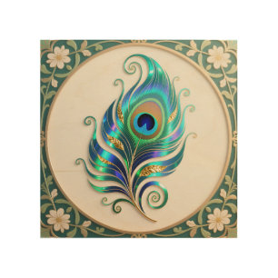 Art Nouveau Iridescent Peacock Feather