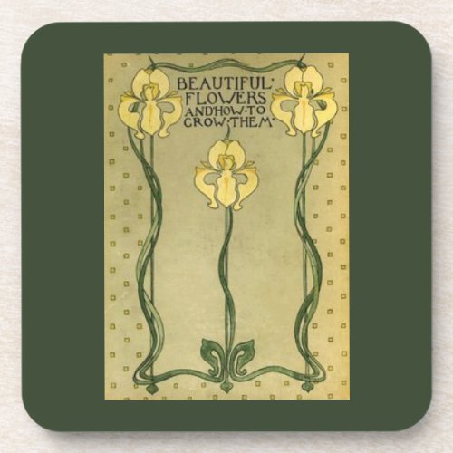 Art nouveau iris design hard plastic coasters