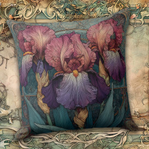 Art Nouveau Iris Enchantment Throw Pillow