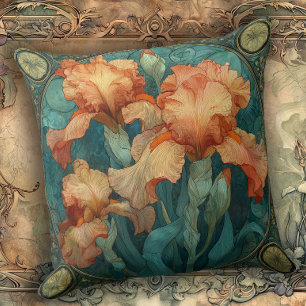 Art Nouveau Iris Enchantment  Throw Pillow