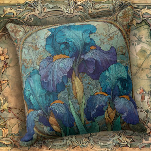 Art Nouveau Iris Enchantment  Throw Pillow