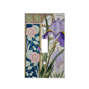 Art Nouveau Iris Floral Botanical Light Switch Cover