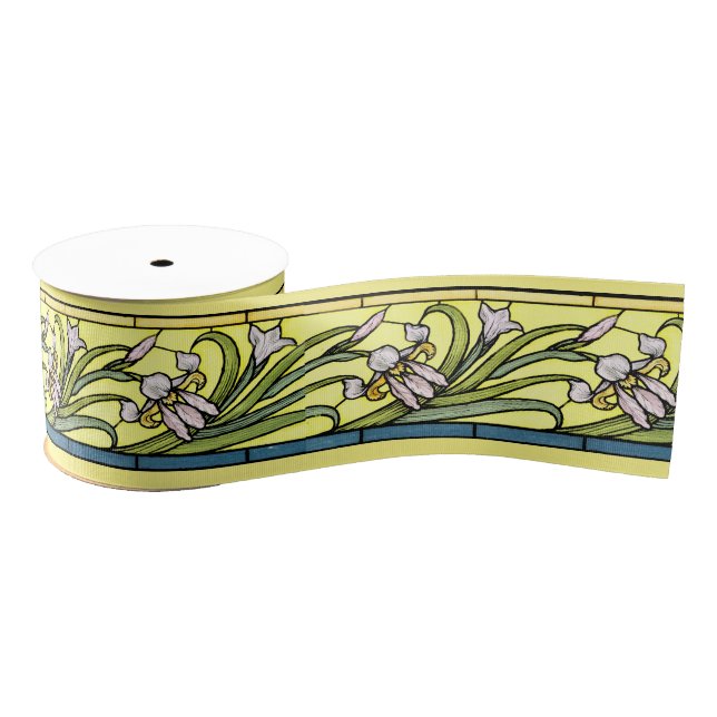 Art Nouveau Iris Floral Flowers Ribbon (Spool)