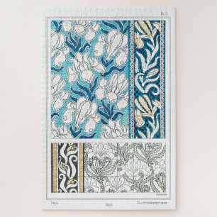 Art nouveau iris floral textile art verneuil jigsaw puzzle