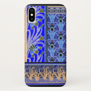Art nouveau iris flower blue verneuil elegant iPhone x case