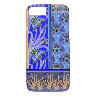 Art nouveau iris flower elegant  blue verneuil  iPhone 8/7 case